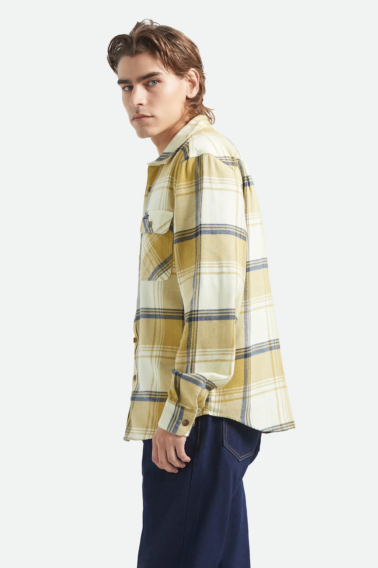 Bowery Lightweight Ultra Soft Flannel - Yellow/Dusted Ochre - Image 3