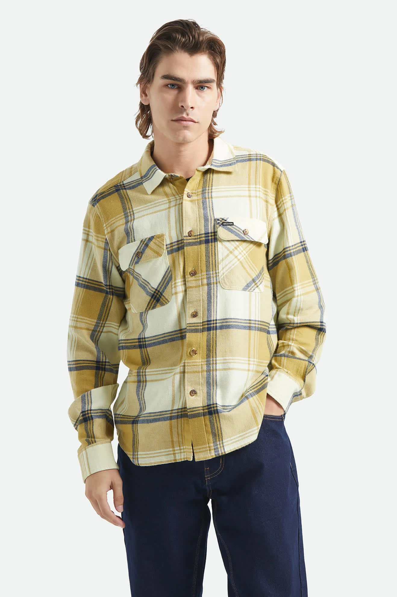 Bowery Lightweight Ultra Soft Flannel - Yellow/Dusted Ochre - Image 6