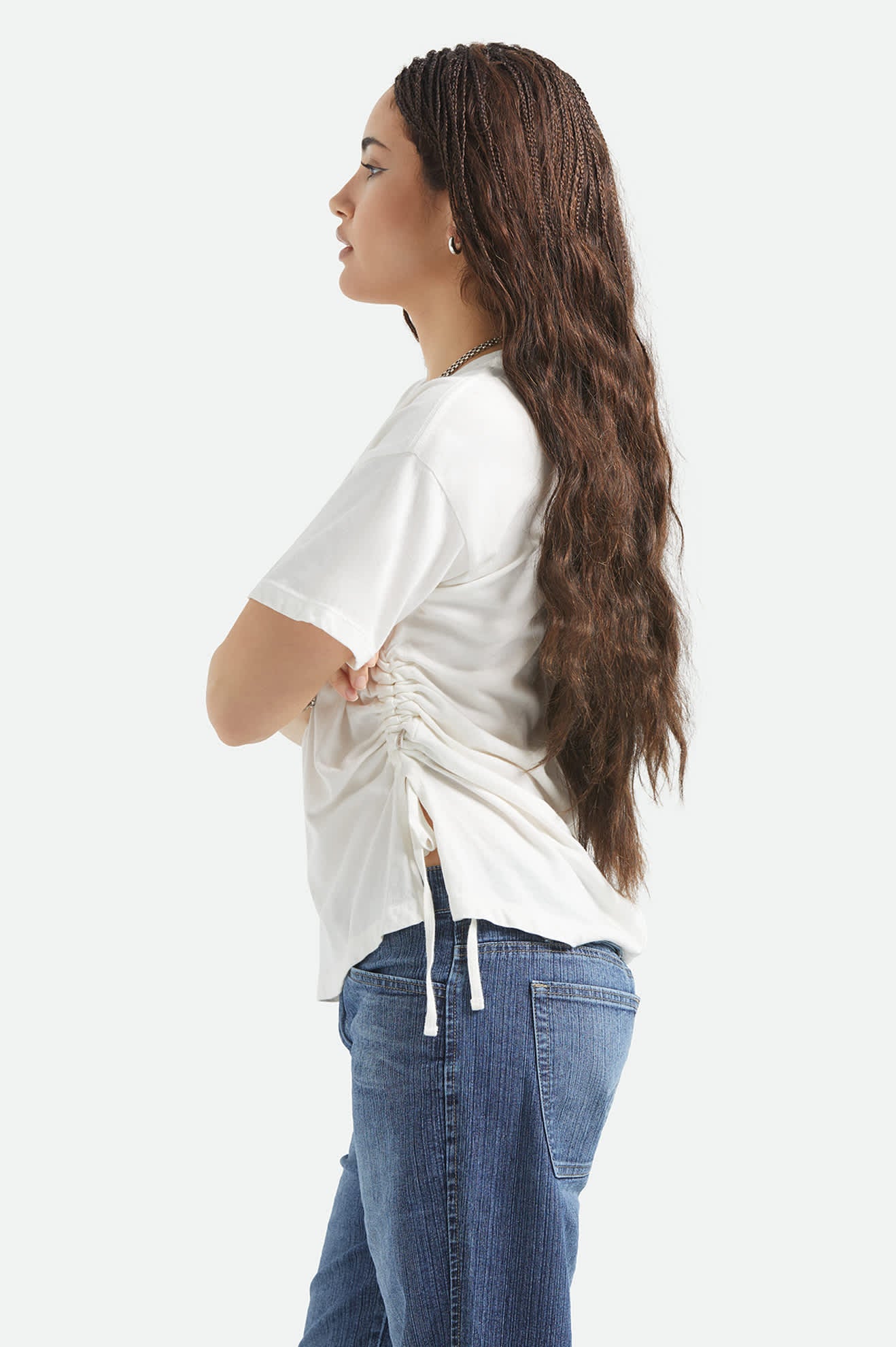 Carefree Organic Garment Dye Cinch T-Shirt - Off White - Image 3