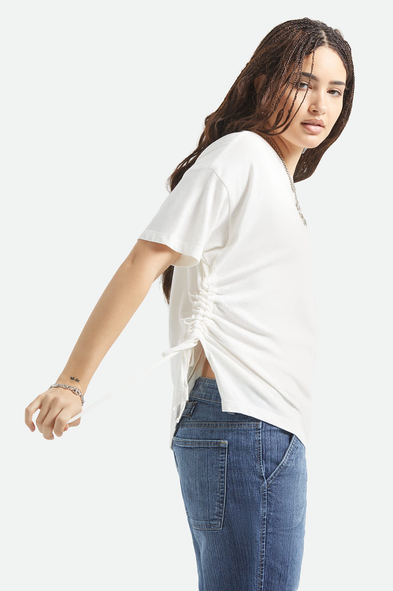 Carefree Organic Garment Dye Cinch T-Shirt - Off White - Image 5