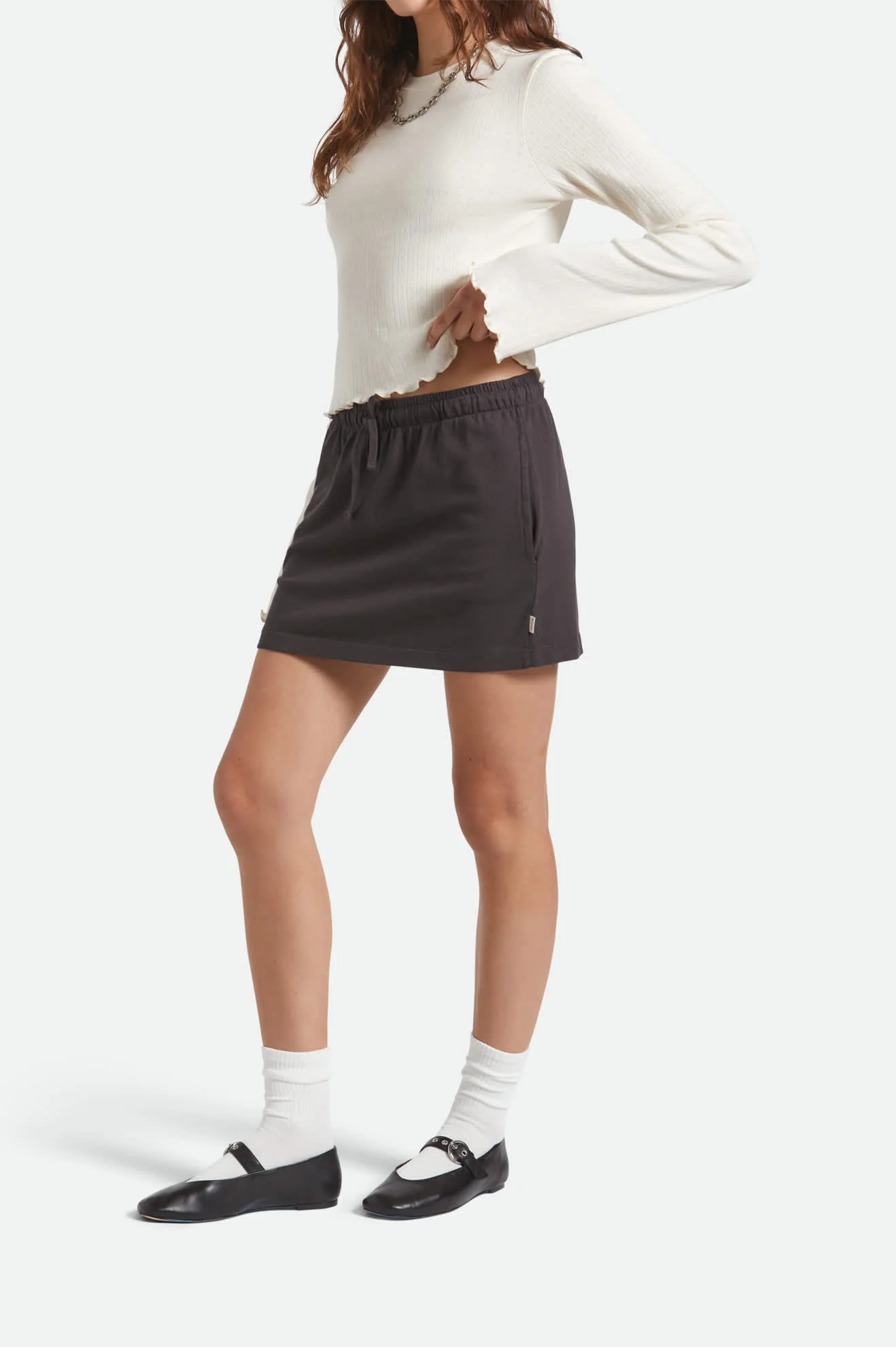 Carefree Organic Garment Dye Lounge Skirt - Black - Image 3