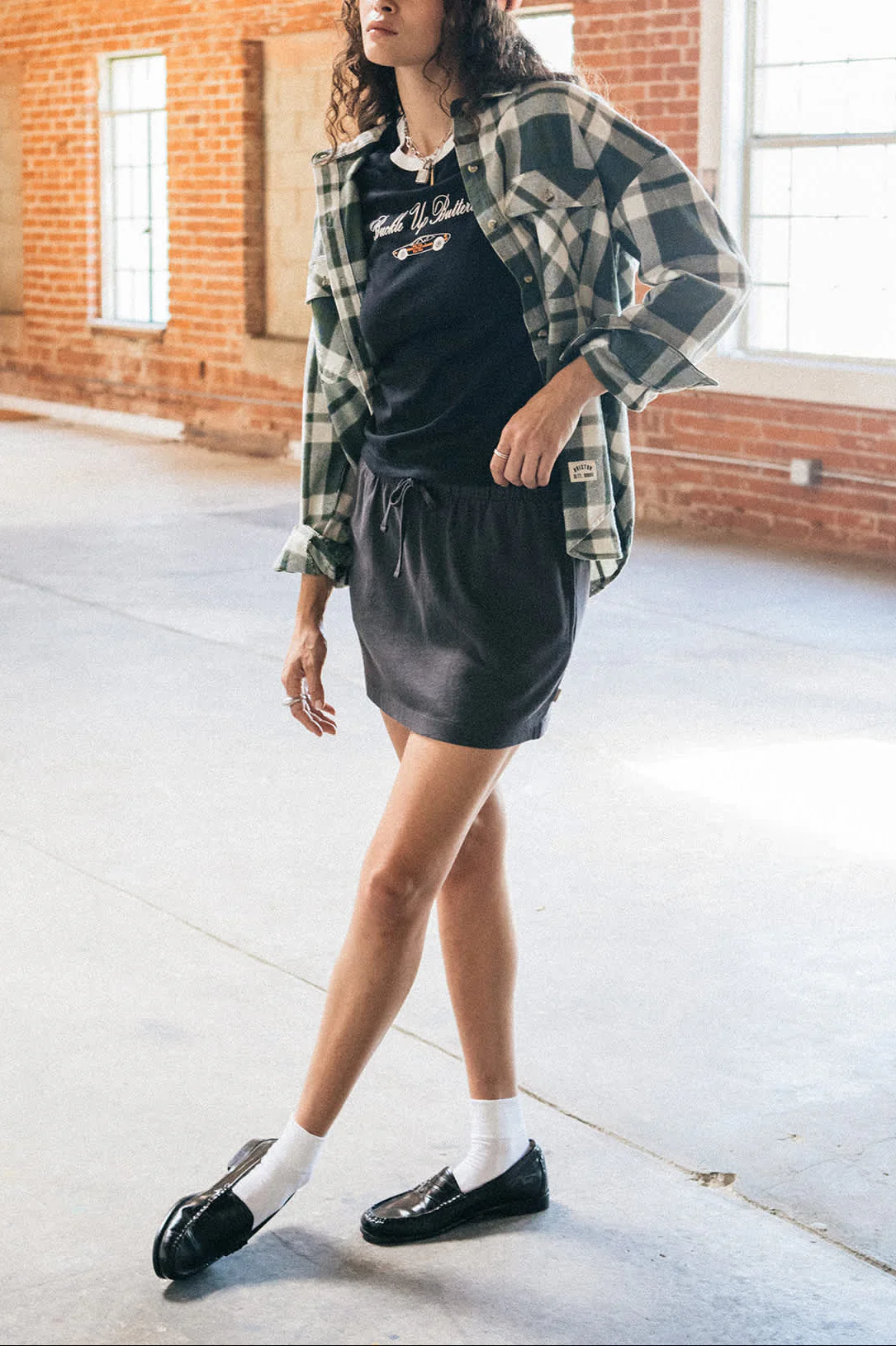 Carefree Organic Garment Dye Lounge Skirt - Black - Image 6