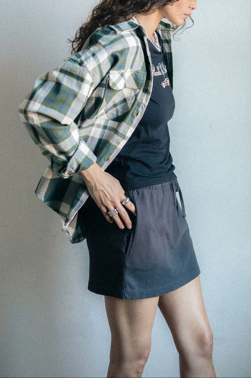 Carefree Organic Garment Dye Lounge Skirt - Black - Image 7