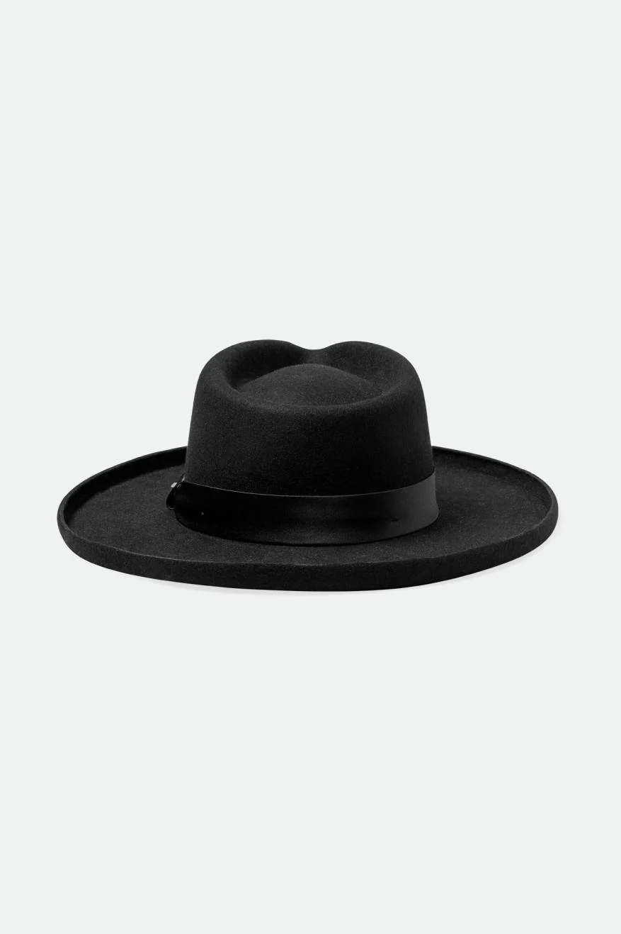 Victoria Felt Fedora - Black/Black Satin - Image 3