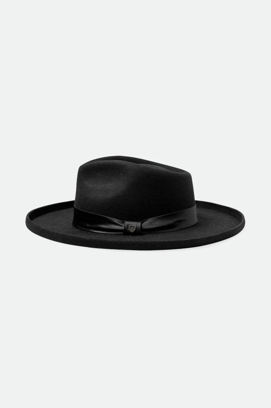 Victoria Felt Fedora - Black/Black Satin - Image 4