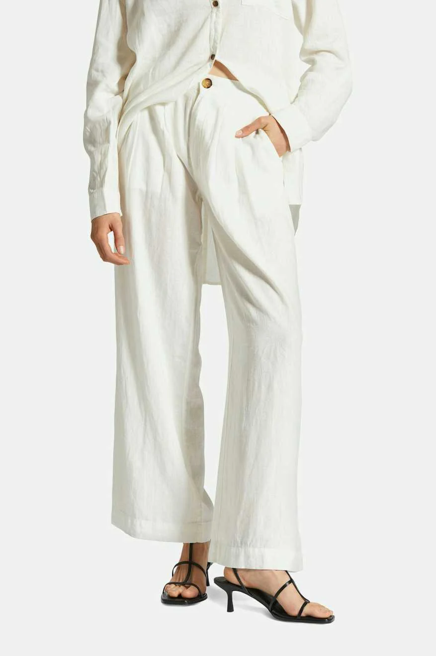 Vintage Linen Blend Wide Leg Pant - Off White - Image 3